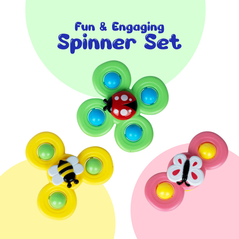 Suction Cup Spinner Bath Toy Set - Fun & Engaging Sensory Toy for Babies (Set of 3)