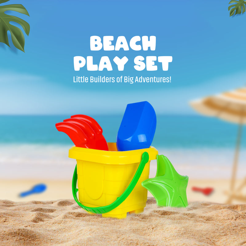 FLYI beach play set for kids with bucket, spade and sand molds