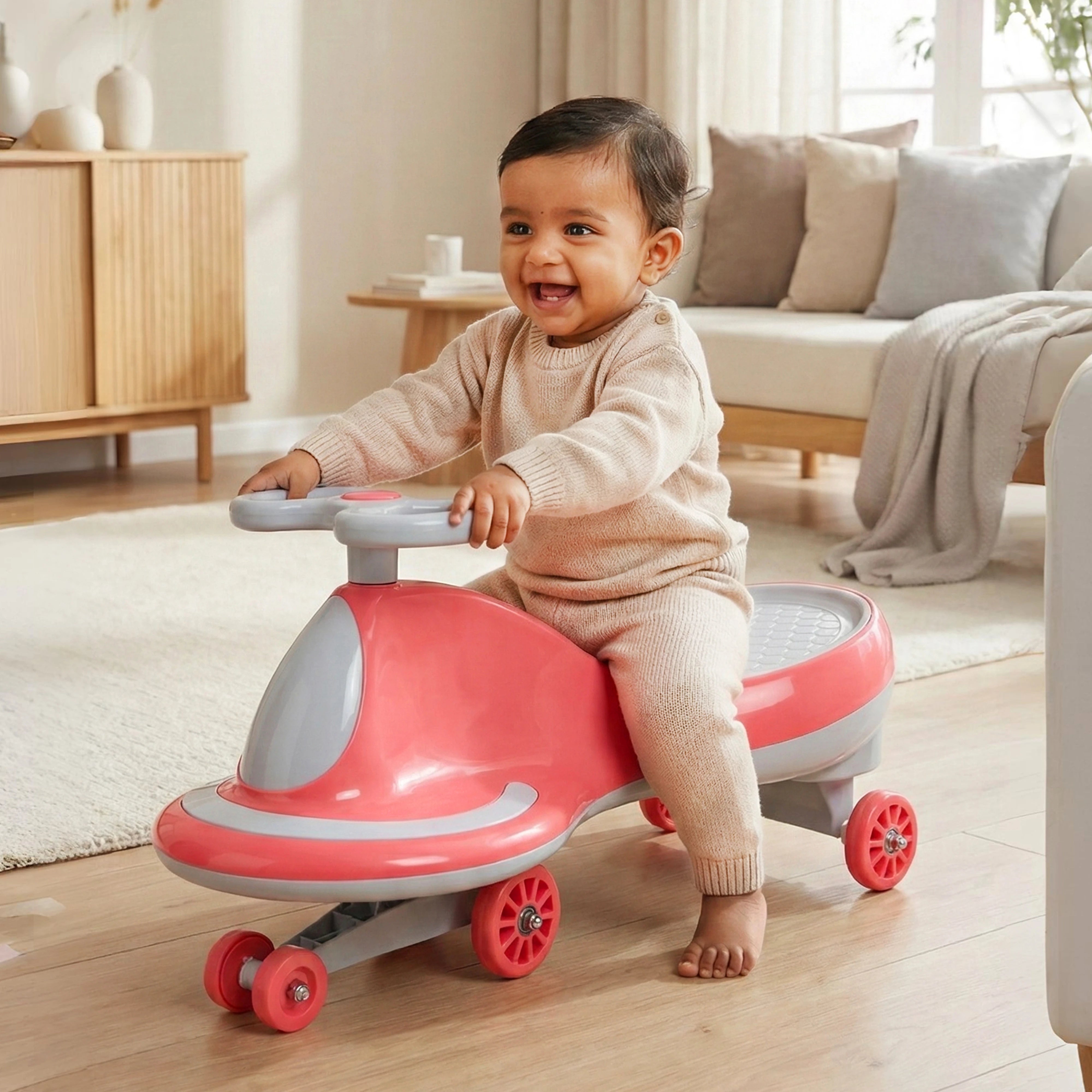 Pink Swing Car Twisting Ride On Toys for Kids | FLYI