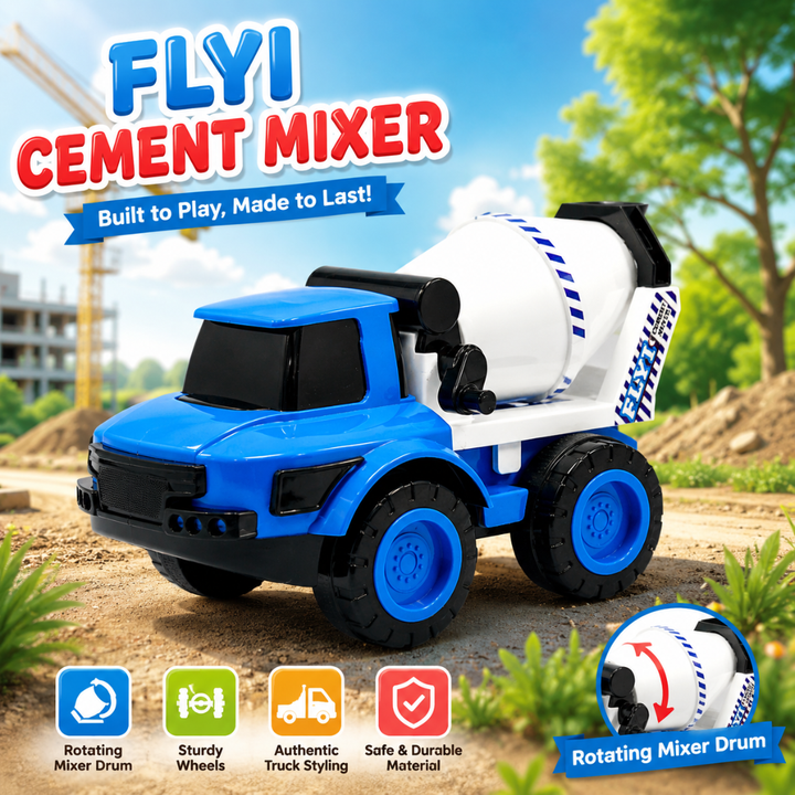 Flyi Cement Mixer Truck Toy with Pull Back Action
