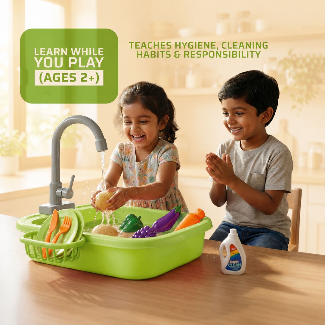 FLYI Kids Kitchen Sink Playset – Pretend Wash & Play Toy(3+ Years)