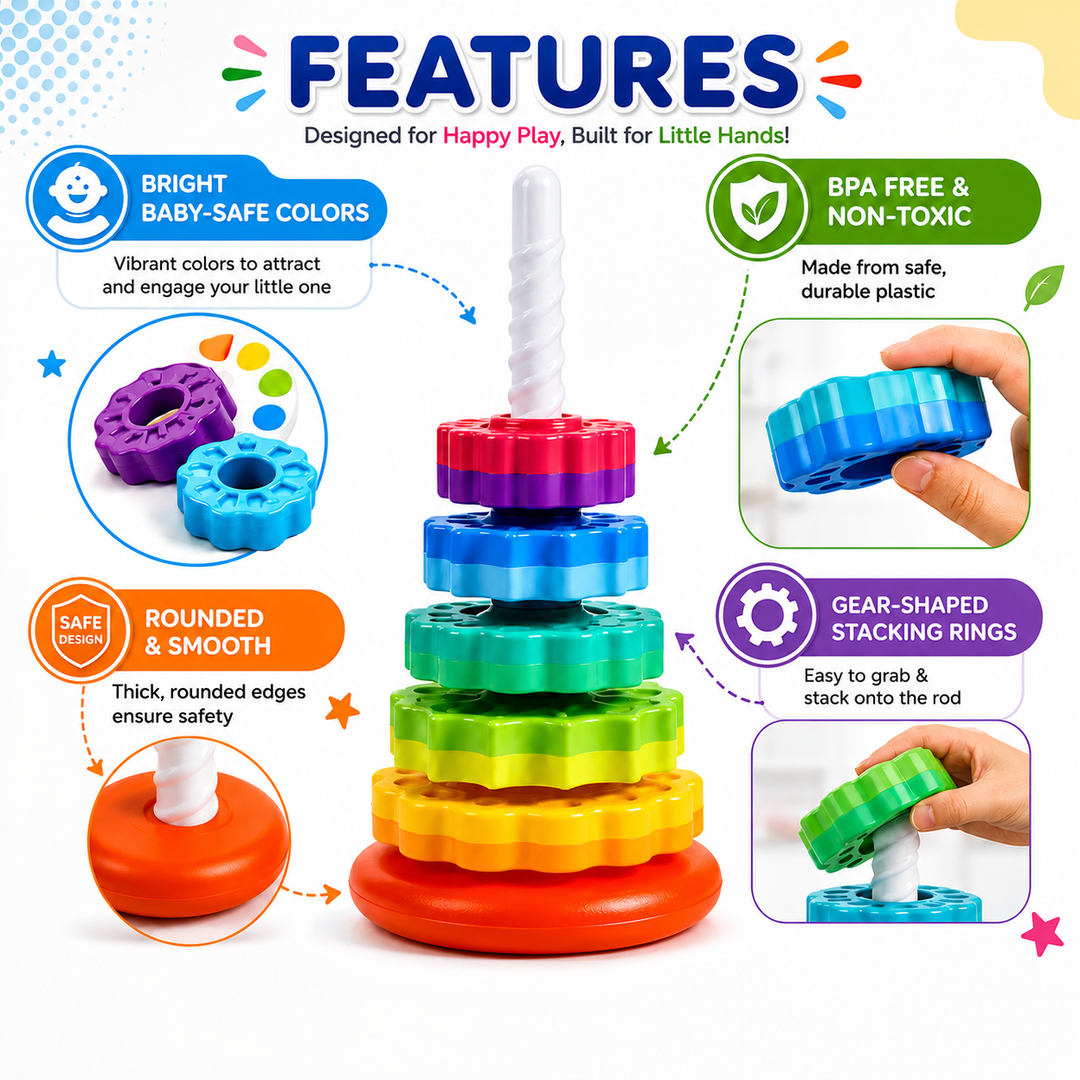 Rainbow Tower Spinning Stacking Toy