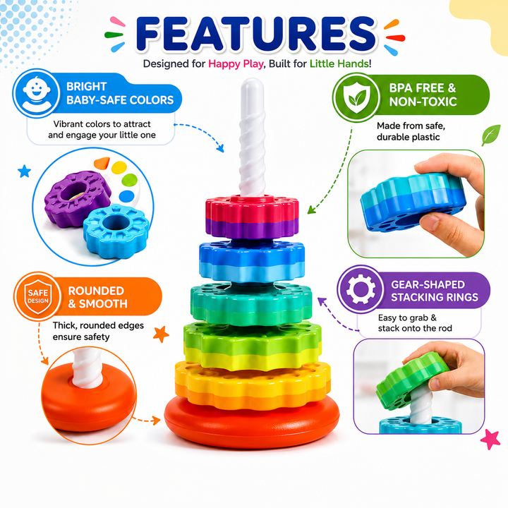Rainbow Tower Spinning Stacking Toy