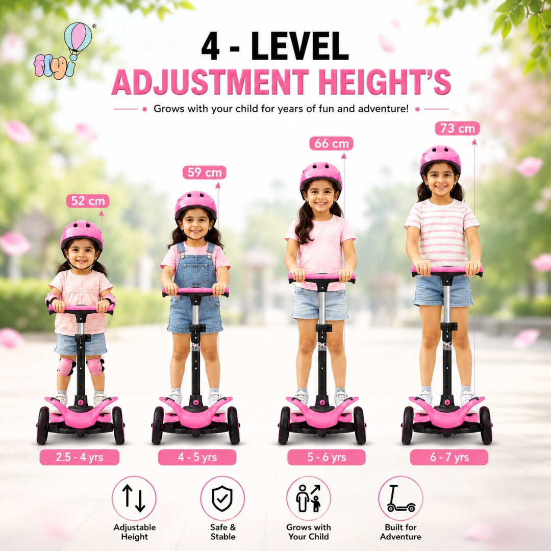 FLYI Scooter for Kids (Black with Pink) color 3+ Years