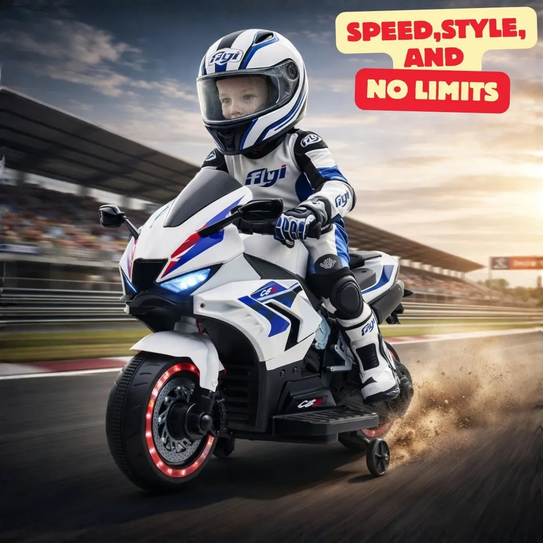 Flyi Ev Cbz 12V Kids Electric Ride On Bike [WHITE]