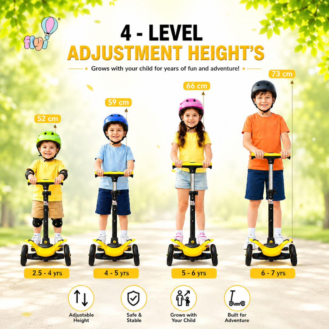 FLYI Scooter for Kids (Yellow with Black) color 3+ Years