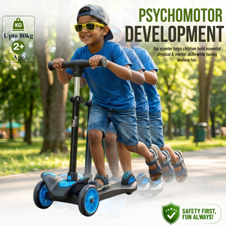 FLYI Scooter for Kids (Black with Blue) color 3+ Years