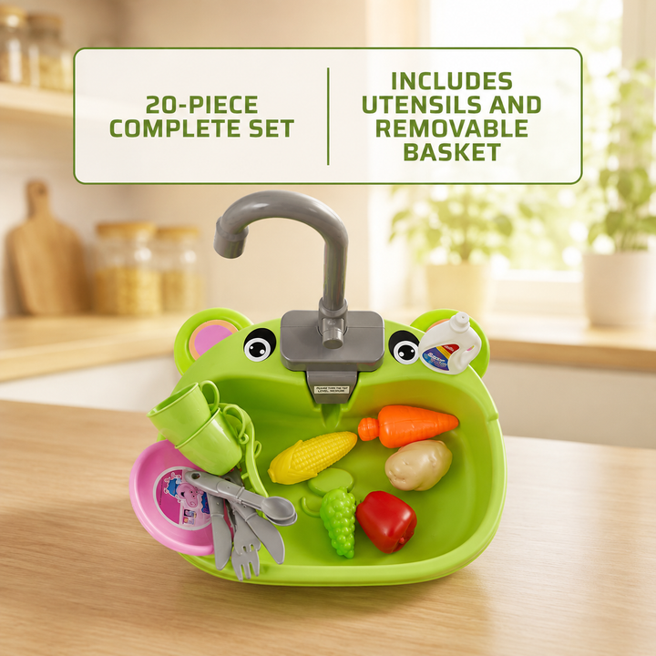 FLYI Kids Kitchen Sink Playset – Pretend Wash & Play Toy(3+ Years)