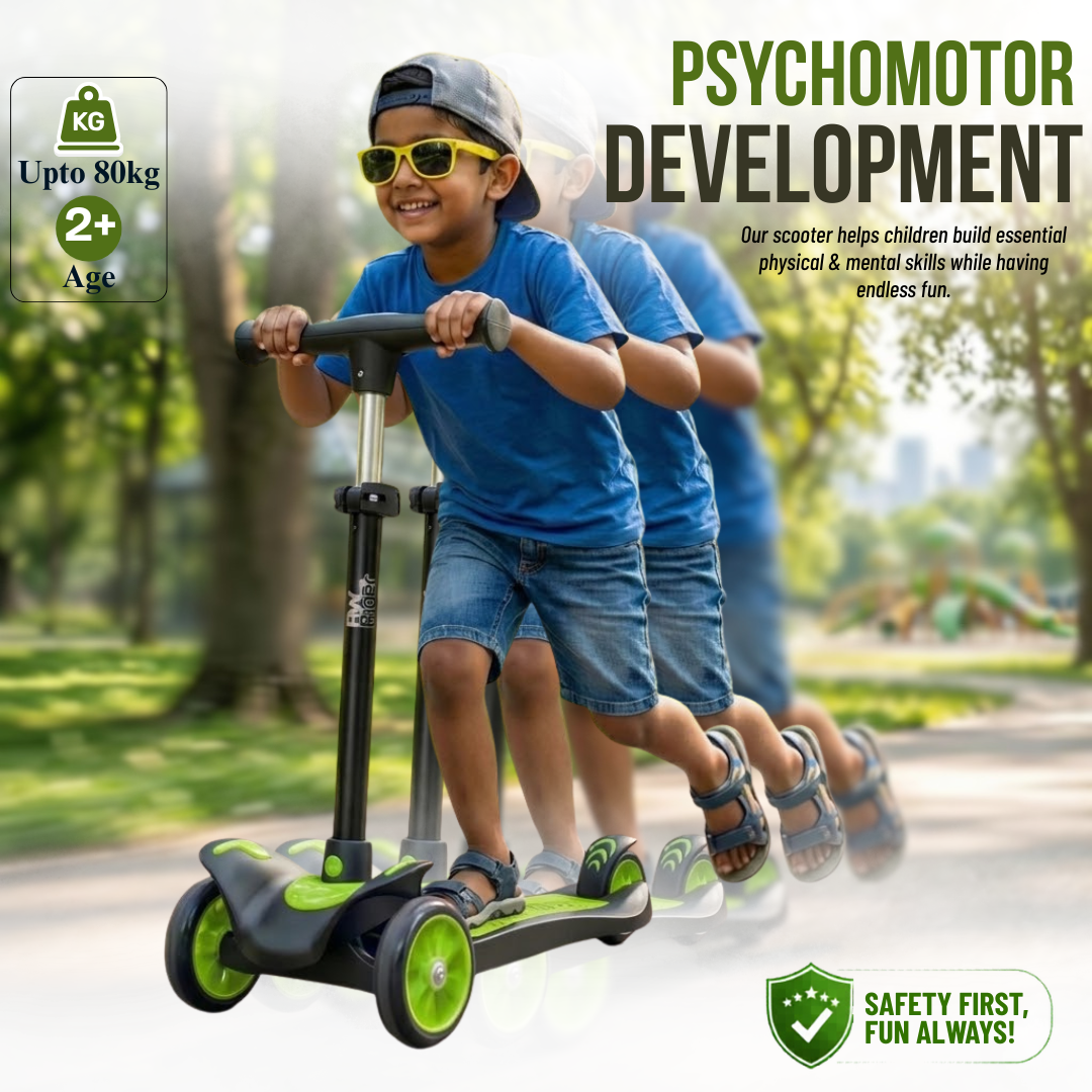 FLYI Scooter for Kids (Black with Green) color 3+ Years