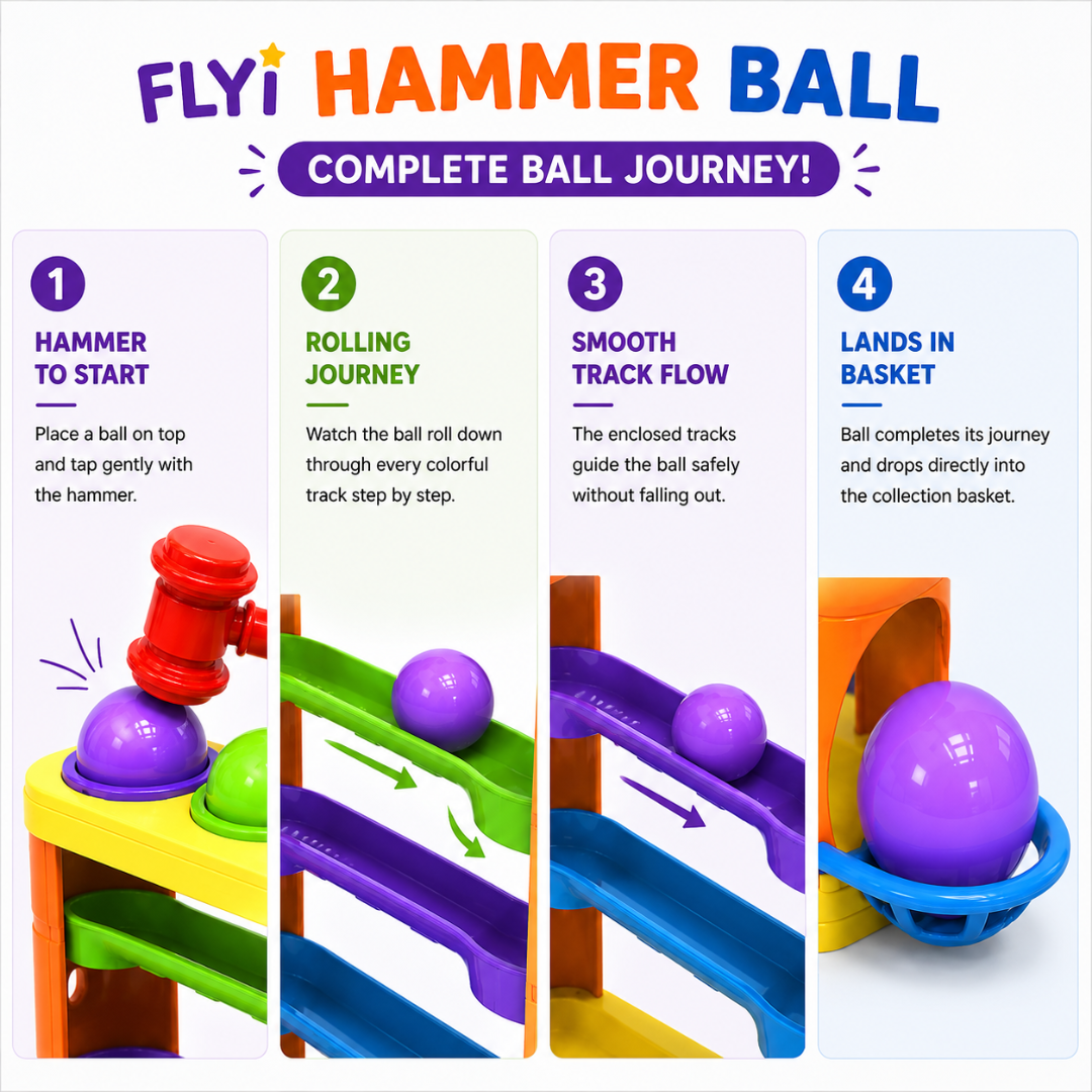FLYI HAMMER BALL – Tap • Roll • Collect • Repeat Fun!