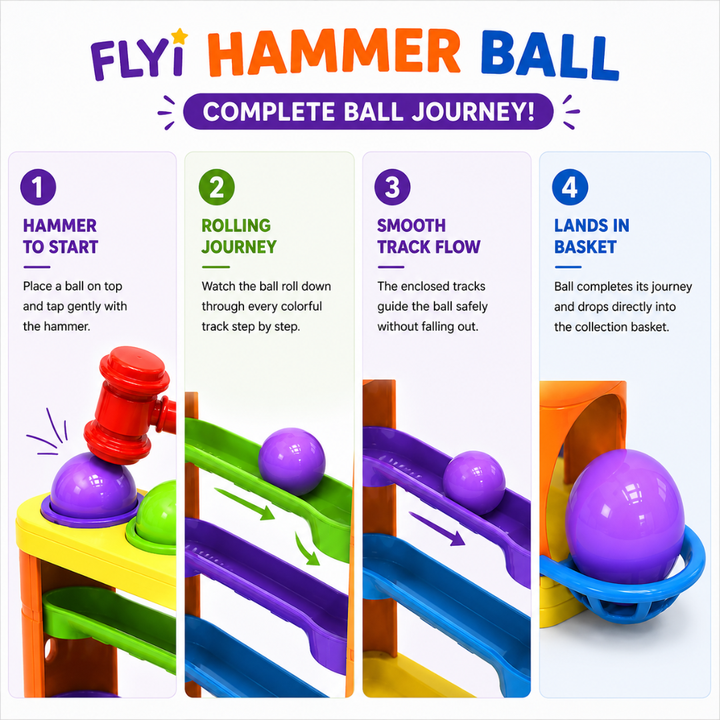 FLYI HAMMER BALL – Tap • Roll • Collect • Repeat Fun!