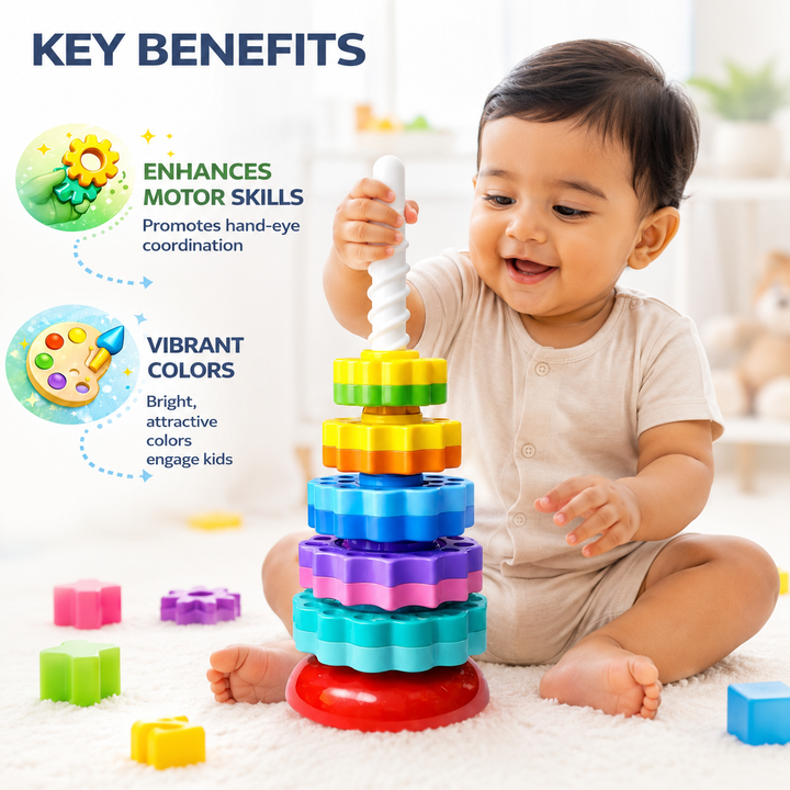 Rainbow Tower Spinning Stacking Toy