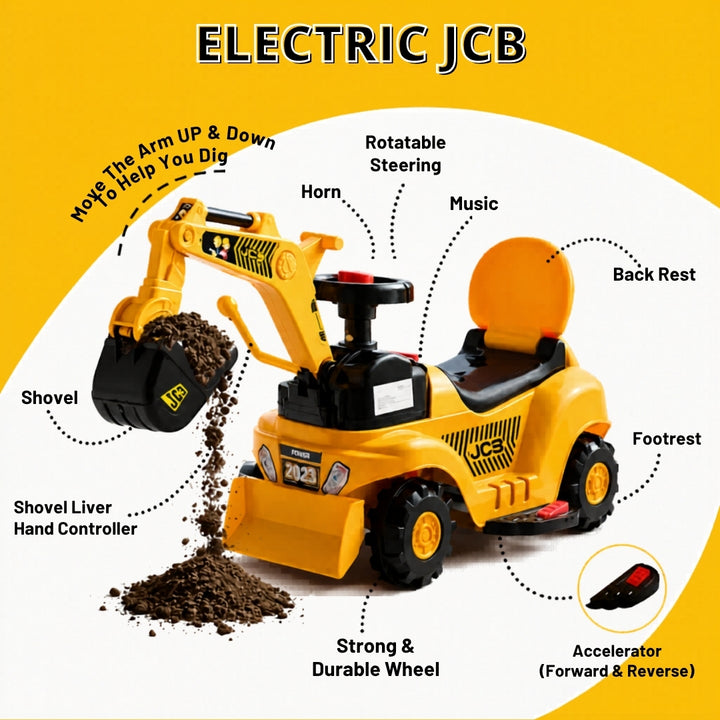 FLYI Mega EV JCB – Ride-On Excavator for Kids