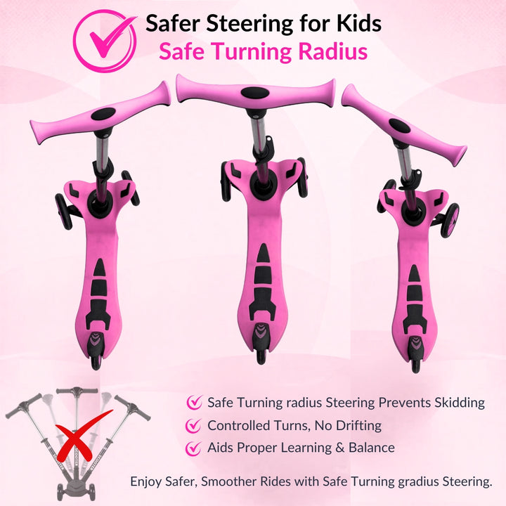 FLYI Scooter for Kids (Black with Pink) color 3+ Years