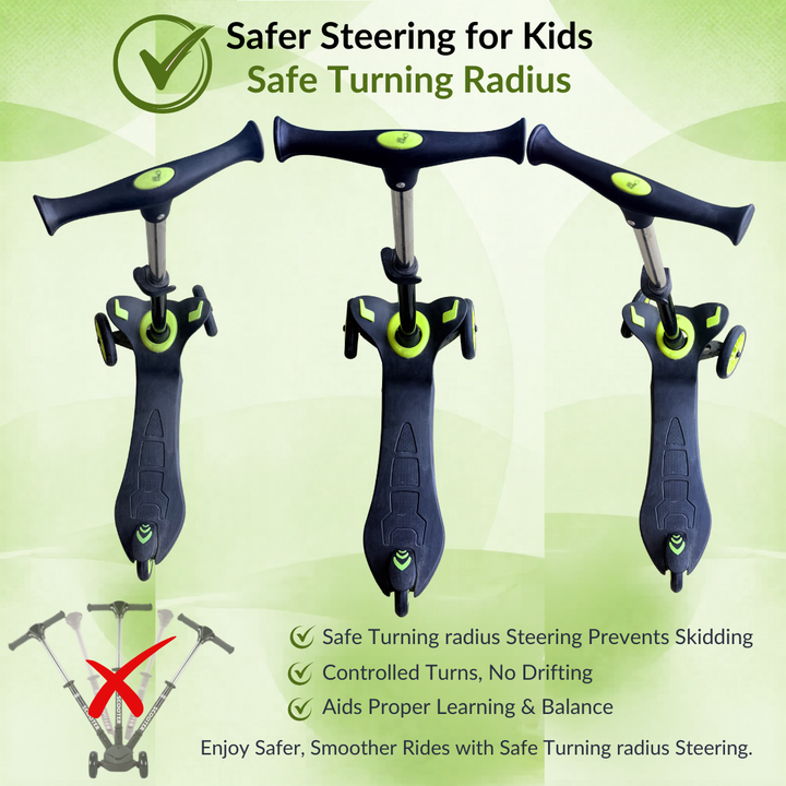 FLYI Scooter for Kids (Black with Green) color 3+ Years