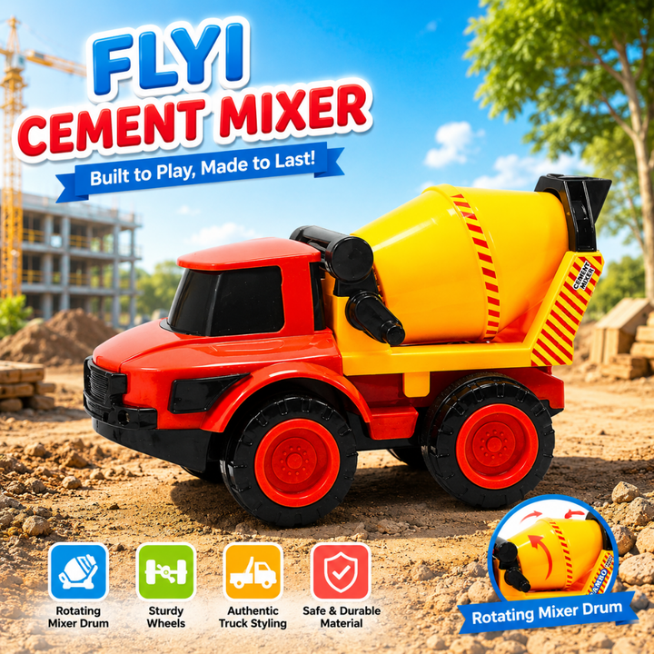 Flyi Cement Mixer Truck Toy with Pull Back Action