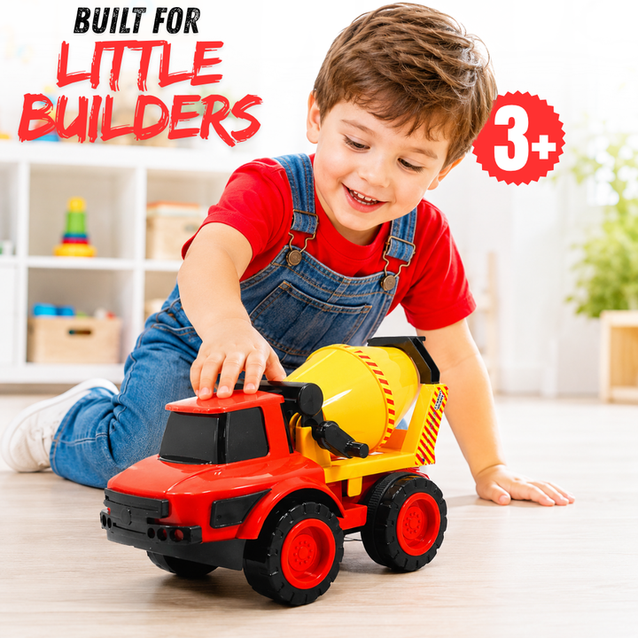 Flyi Cement Mixer Truck Toy with Pull Back Action