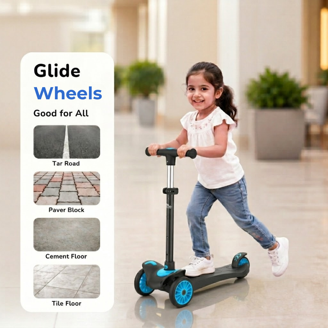 FLYI Scooter for Kids (Black with Blue) color 3+ Years