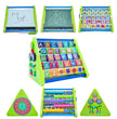 8-in-1 Activity Triangle Learning Toy | Learn Alphabets, Time & Movement with Abacus, Drawing Writing Board, Alphabet Blocks, Clock & Gears