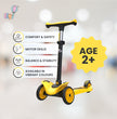 FLYI Kids Scooter (Yellow) - Multi-Level Height Adjustment, Wide Brakes, Lightweight.