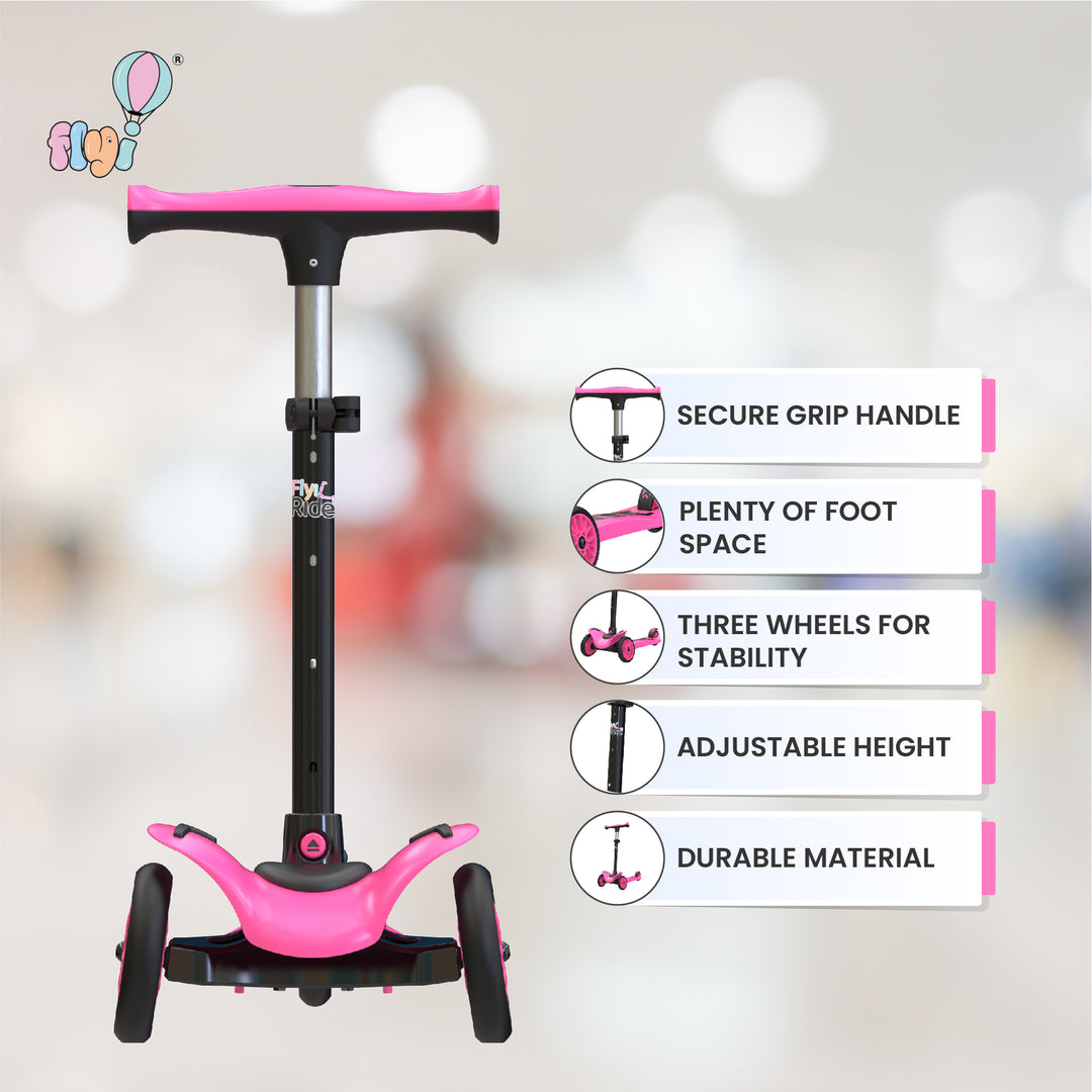 FLYI Scooter for Kids (Black with Pink) color 3+ Years