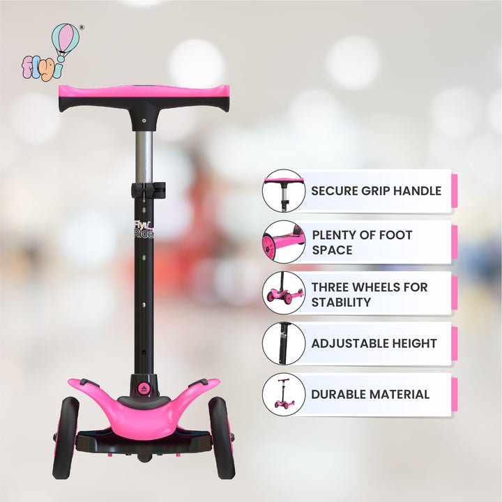 FLYI Scooter for Kids (Black with Pink) color 3+ Years