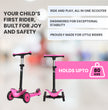 FLYI Pink Scooter for Kids (Pink) - 4 Level Height Adjustment, Wide Brakes, Lightweight.