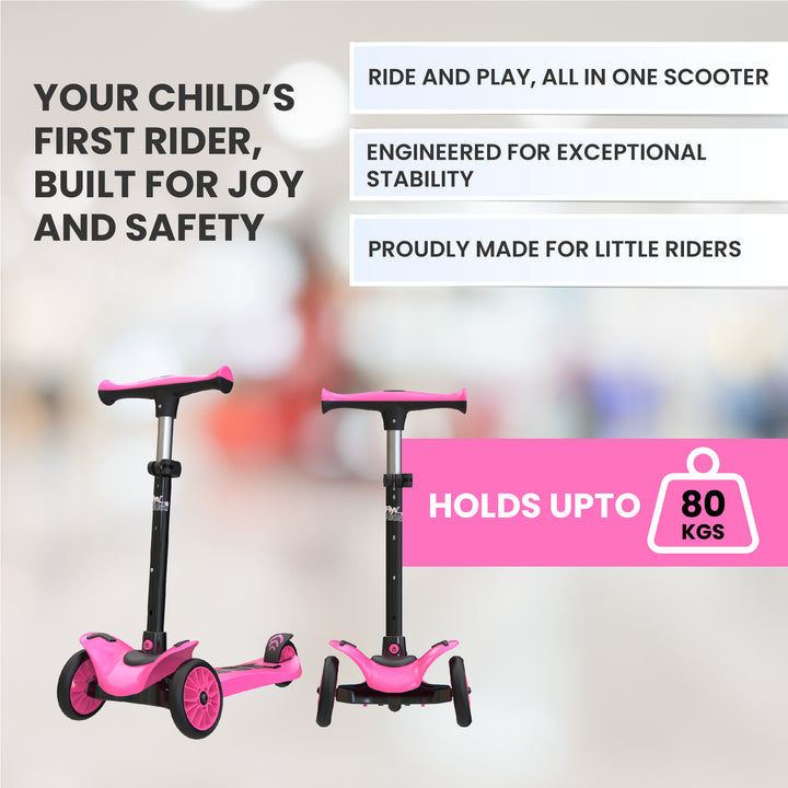 FLYI Scooter for Kids (Black with Pink) color 3+ Years