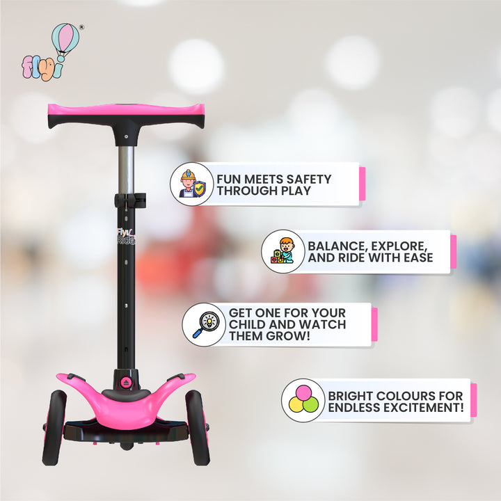 FLYI Scooter for Kids (Black with Pink) color 3+ Years