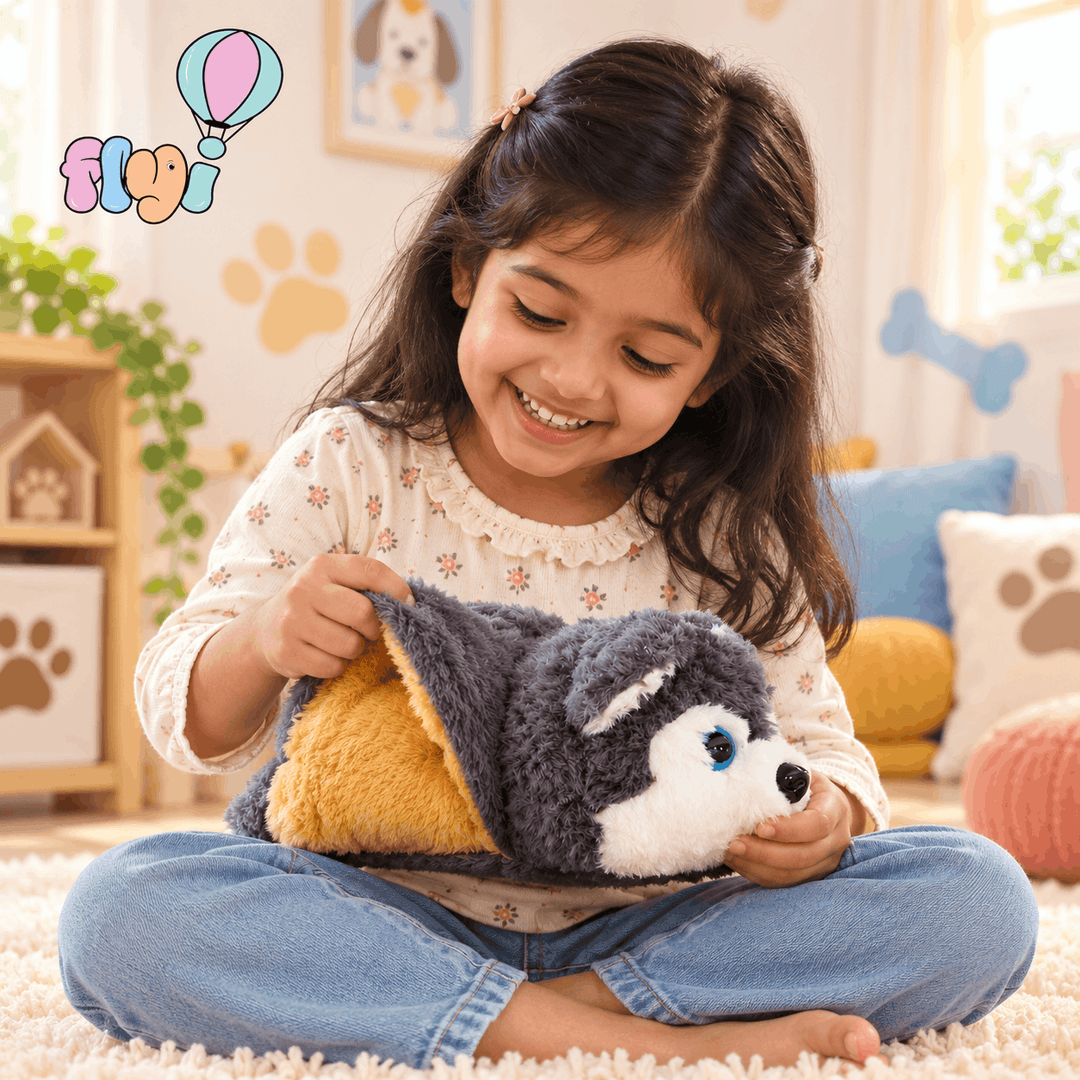 Reversible Puppy Soft Plush Toy for Kids | FLYI