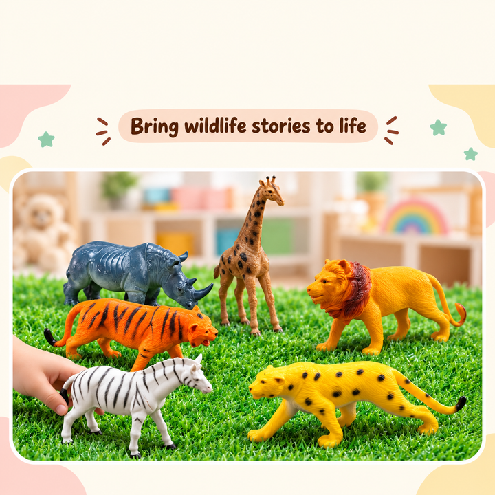 Jumbo Wild Animal Figure Set  (6 Pcs) | FLYI