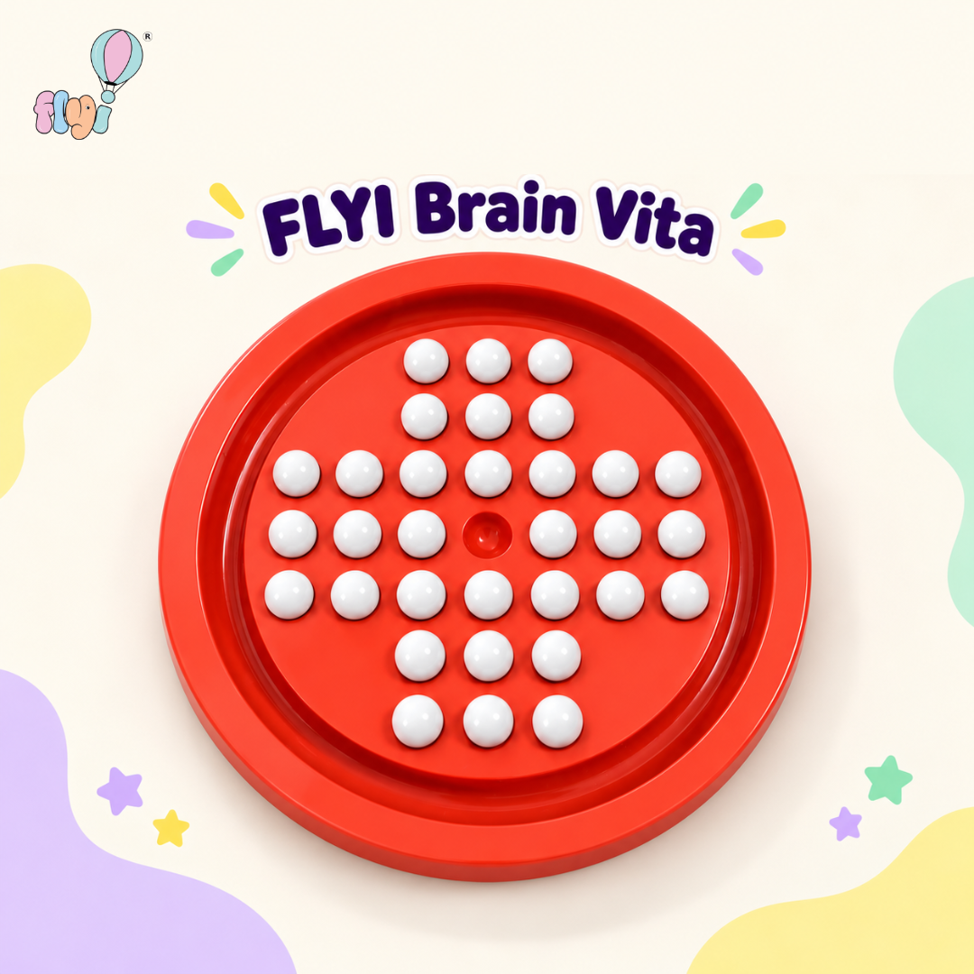 Brain Vita Marble Solitaire Board Game (White) | FLYI