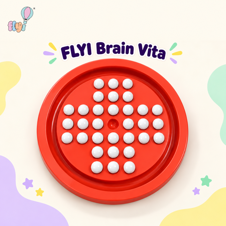 Brain Vita Marble Solitaire Board Game (White) | FLYI