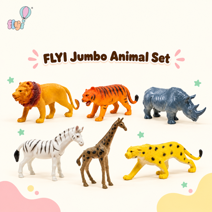 Jumbo Wild Animal Figure Set  (6 Pcs) | FLYI