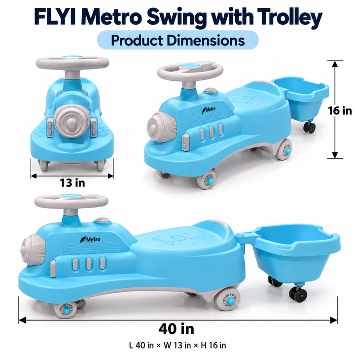 Metro Swing Car with Trolley for Kids | FLYI