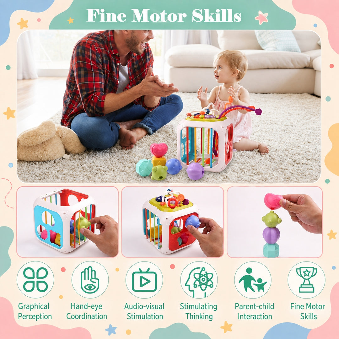 7-in-1 Sensory Activity Cube for Babies| FLYI
