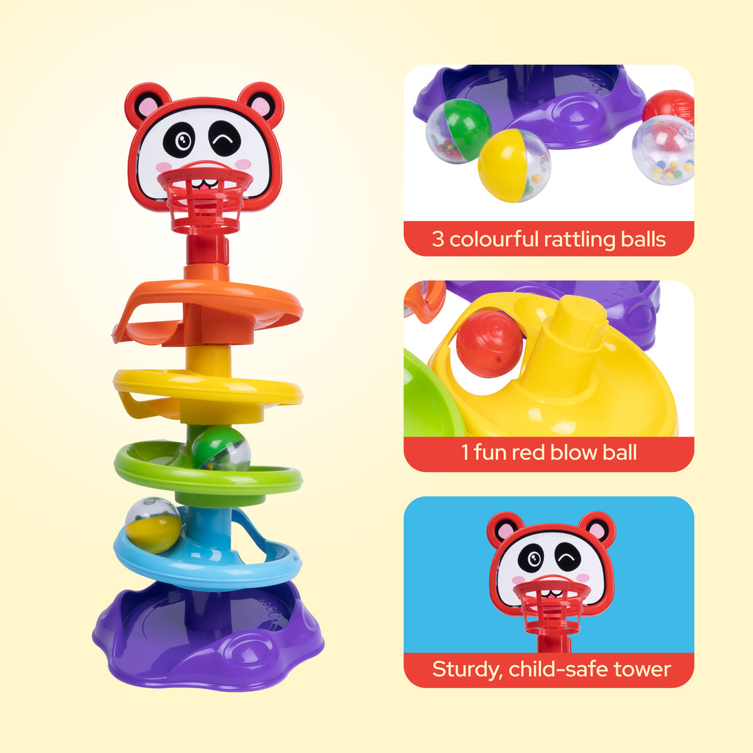 Colorful Spiral Ball Tower Toy with Rattling Balls