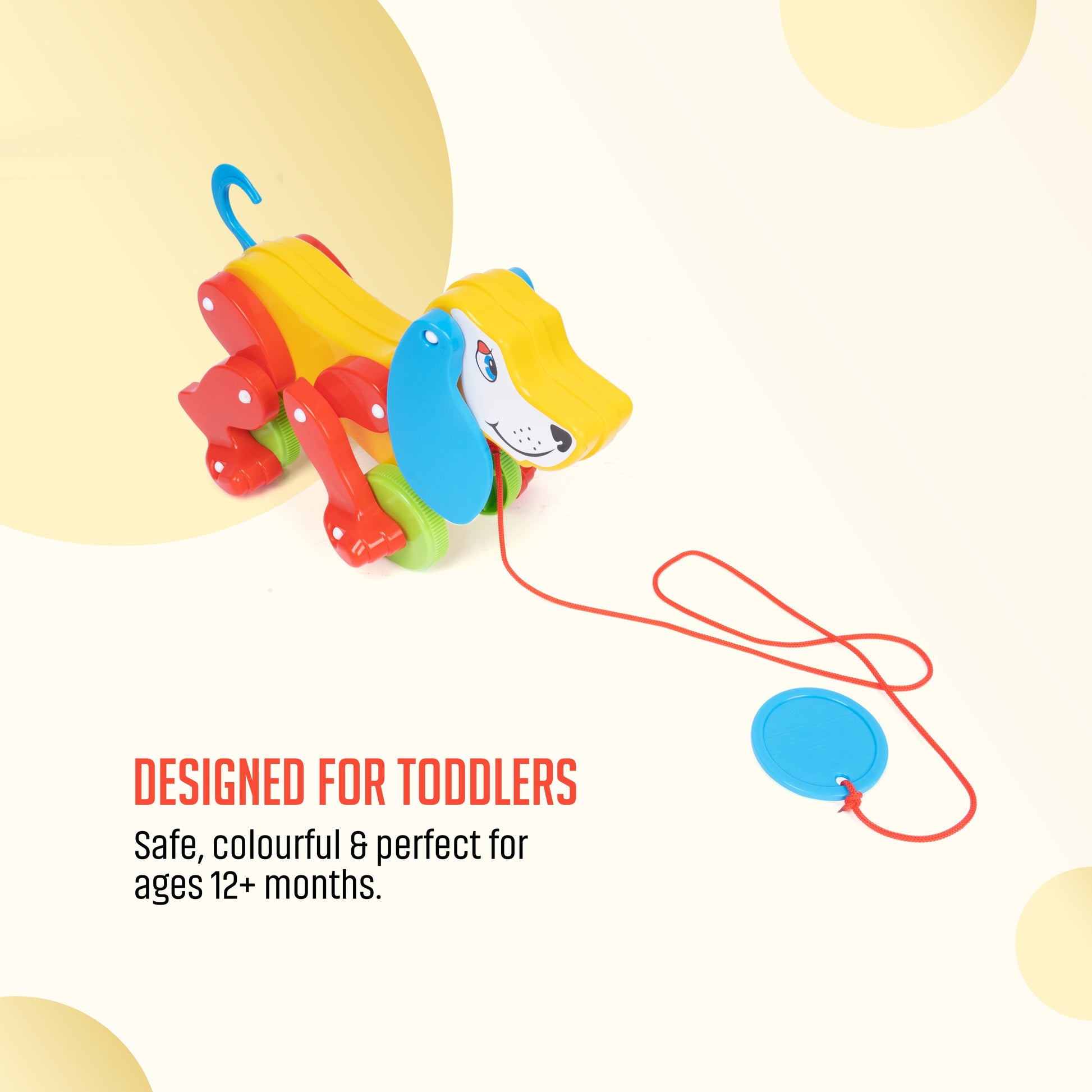FLYI’s Pull Along Dog Toy for Kids with Floppy Ears and ting-ting Sound