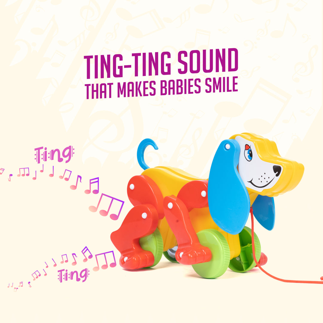FLYI Pull Along Dog Toy with Floppy Ears and ting-ting Sound(2+ Years)