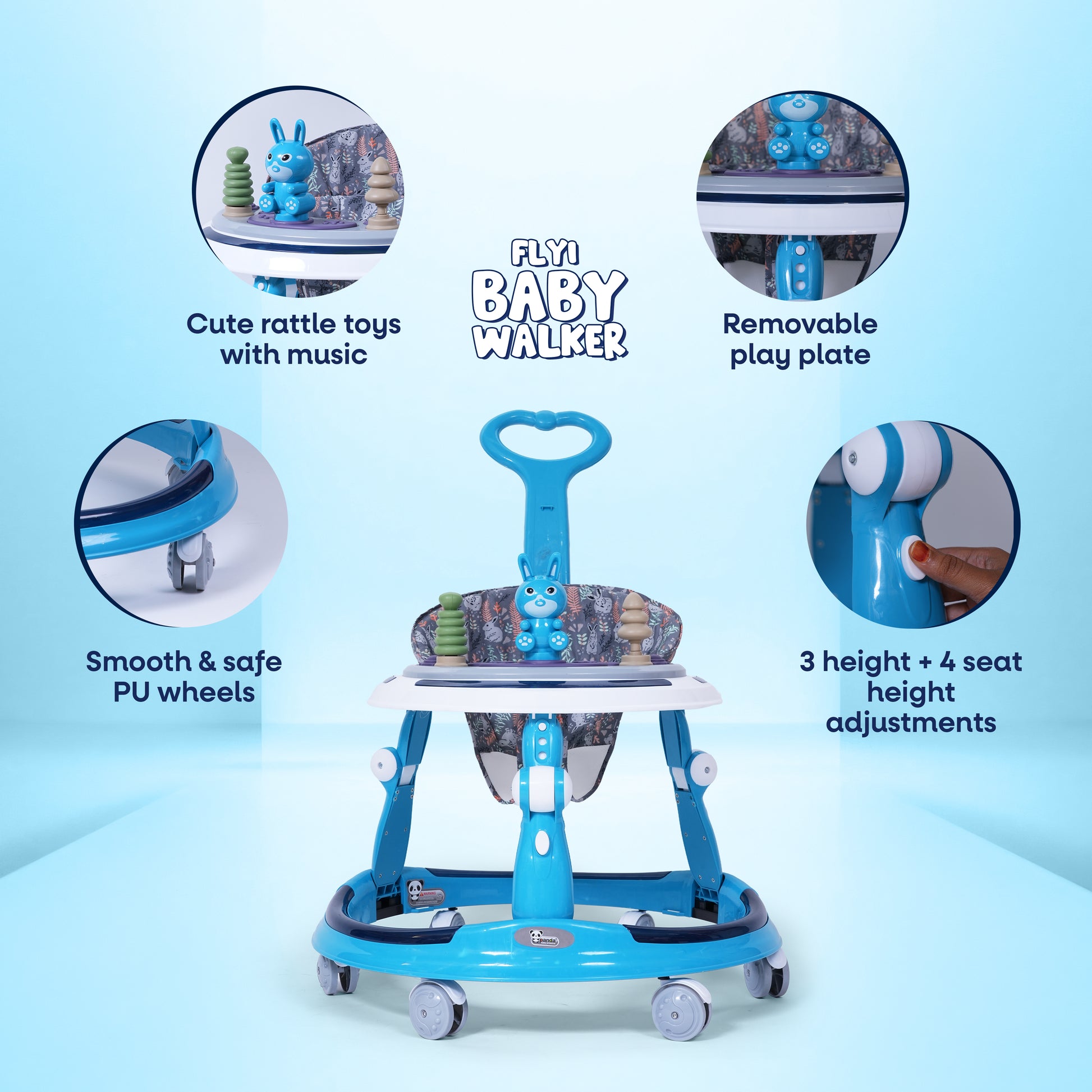 FLYI Baby Walker with Parental Handle