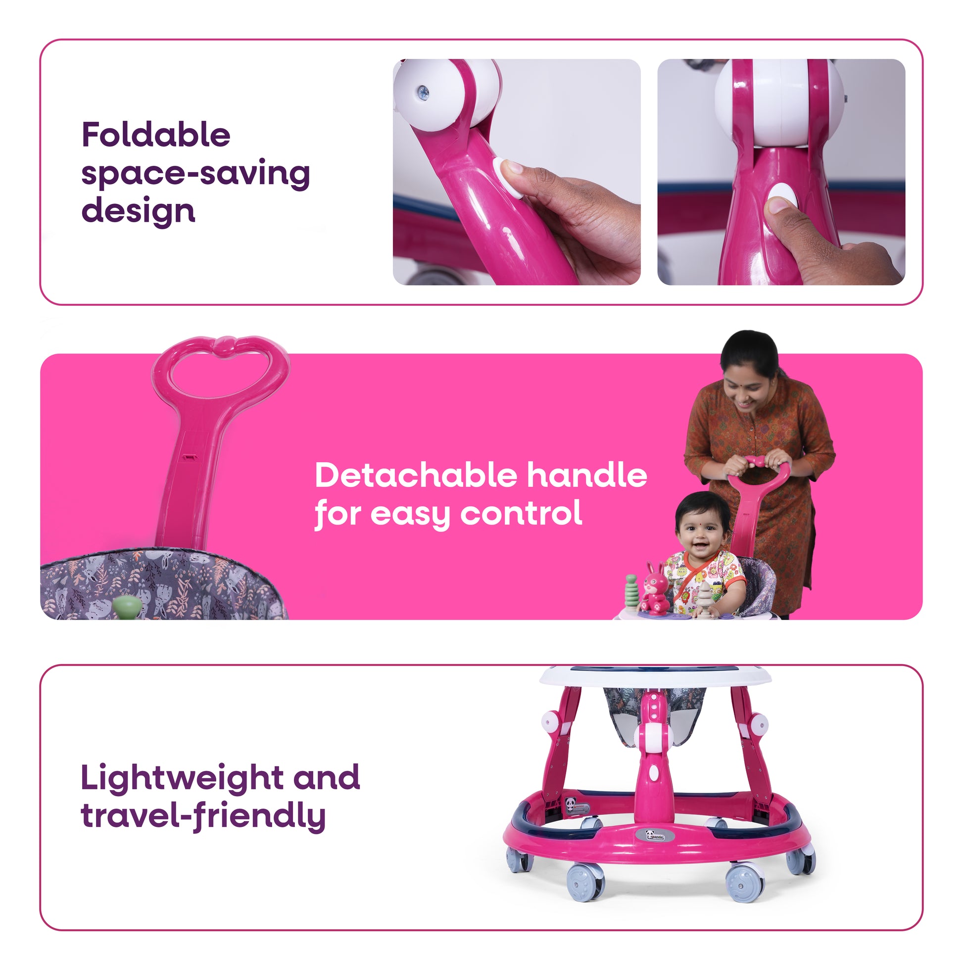 FLYI Baby Walker with Parental Handle