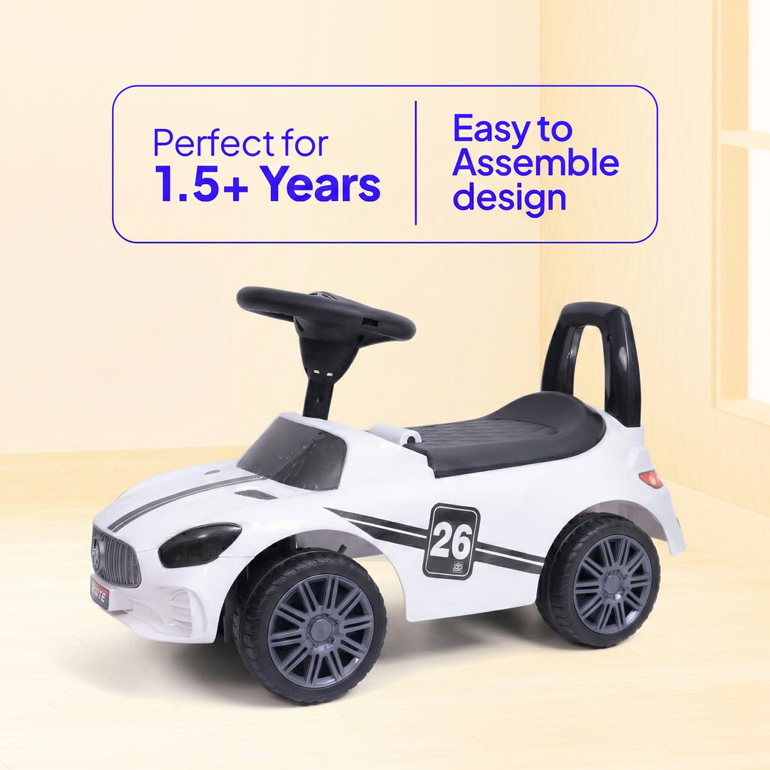FLYI Beetle Ride-On Car for Kids with Steering Wheel & Backrest