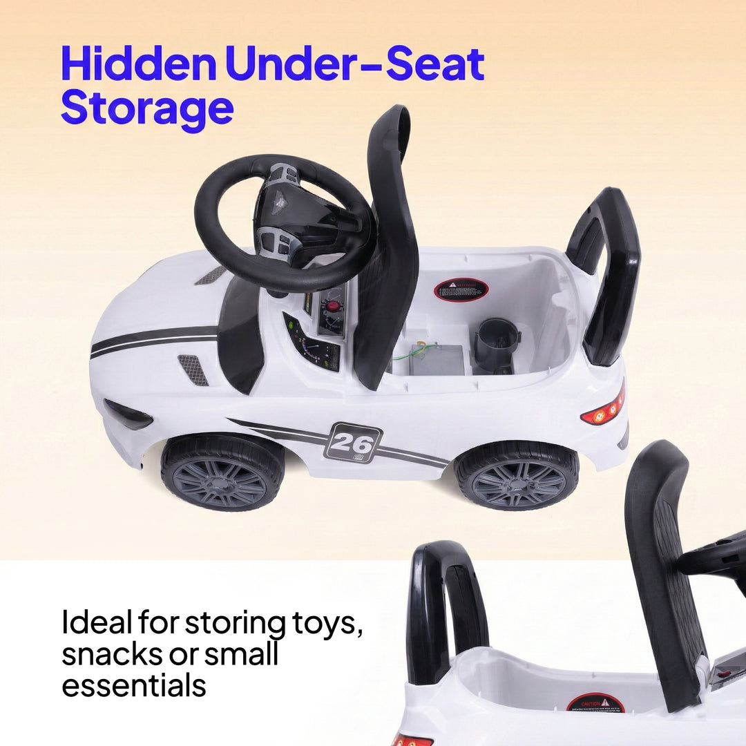 FLYI Beetle Ride-On Car for Kids with Steering Wheel & Backrest