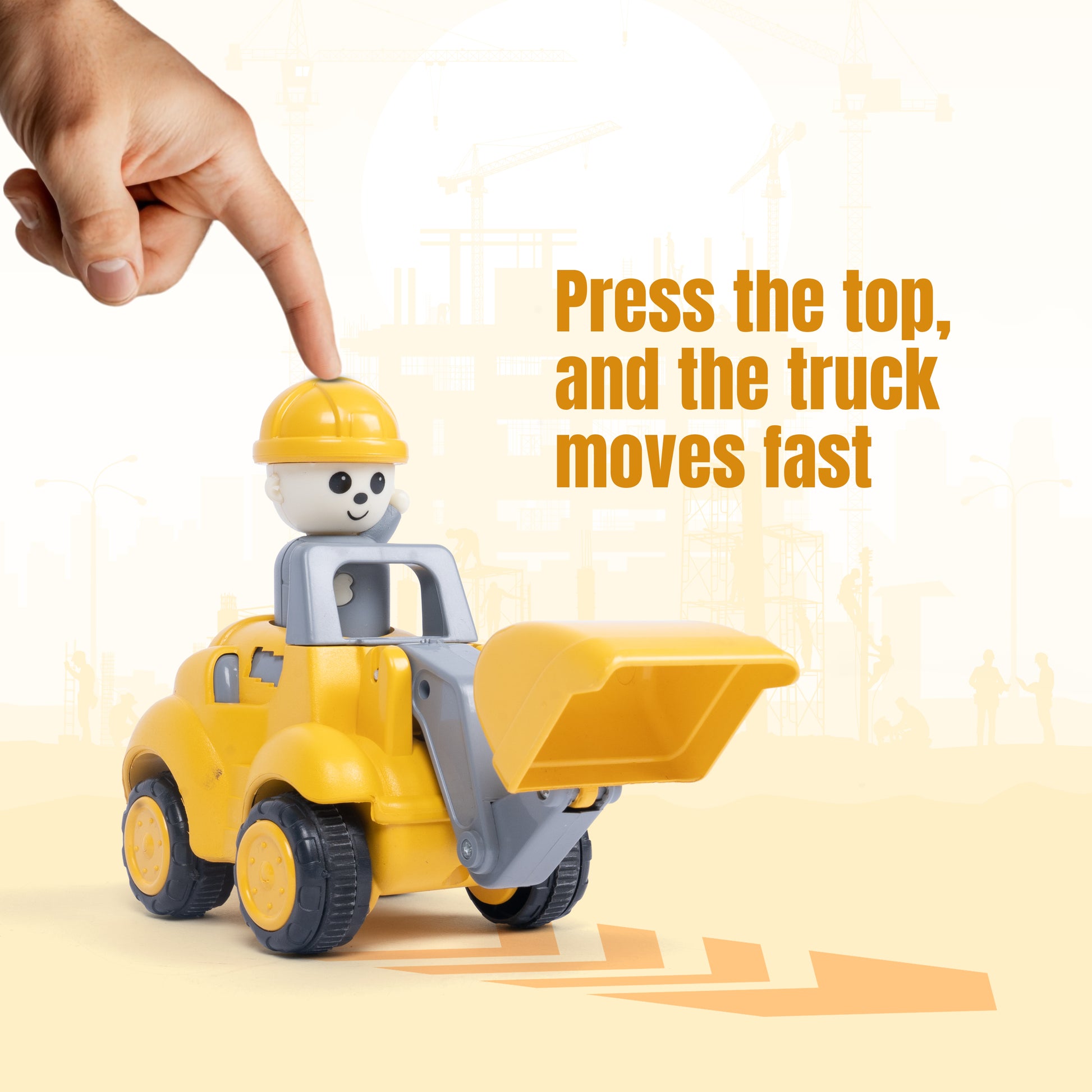 FLYI’s Push N Go Construction Truck Toys – Friction Powered Vehicles for Kids