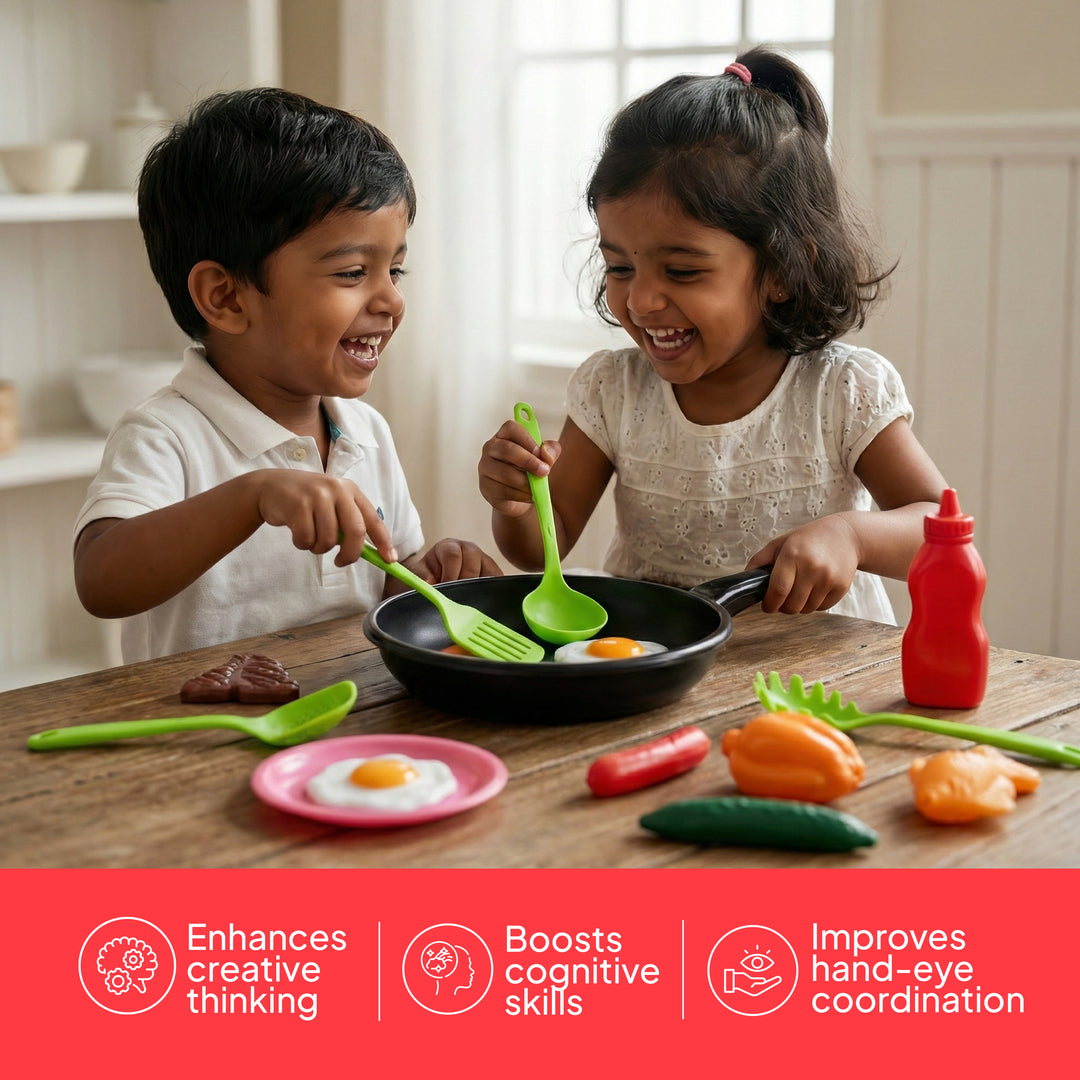 FLYI Fry Pan Cooking Set for Kids | Pretend Play Kitchen Toy