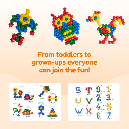 120-Piece Hexie Puzzle Blocks for Kids – STEM Montessori Building Set for Creative Learning & Brain Development (Age 3+)