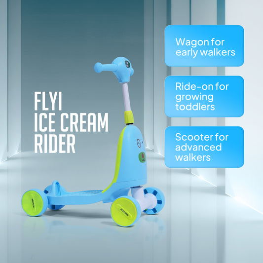 Kids multi-functional ride-on and scooter with cute design