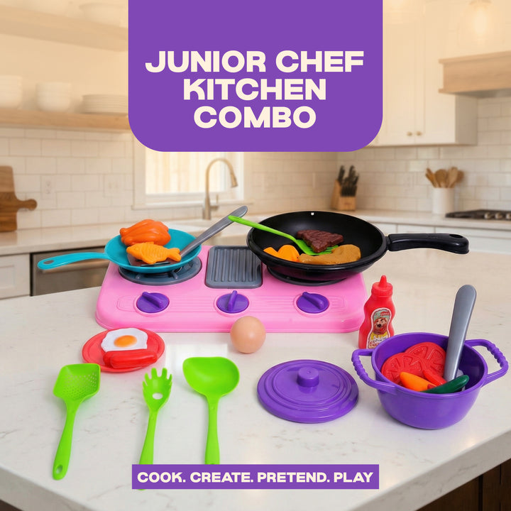 FLYI Kids Kitchen Play Set with Pan & Accessories