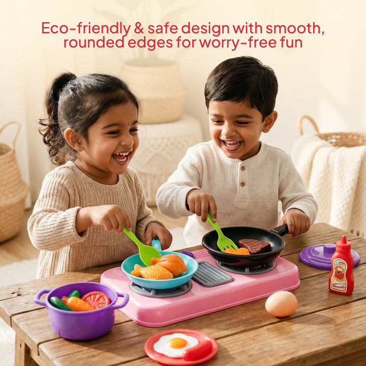 FLYI Kids Kitchen Play Set with Pan & Accessories