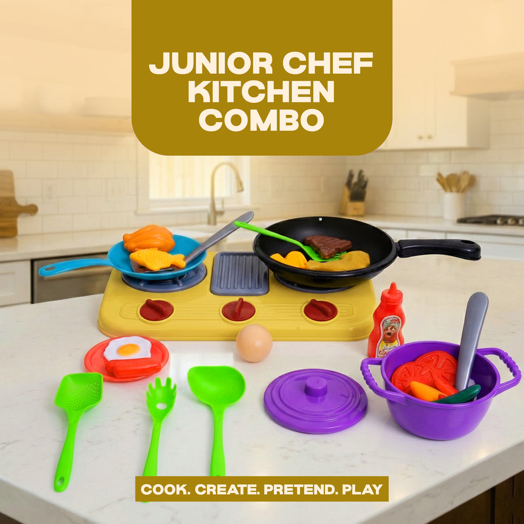 FLYI Kids Kitchen Play Set with Pan & Accessories